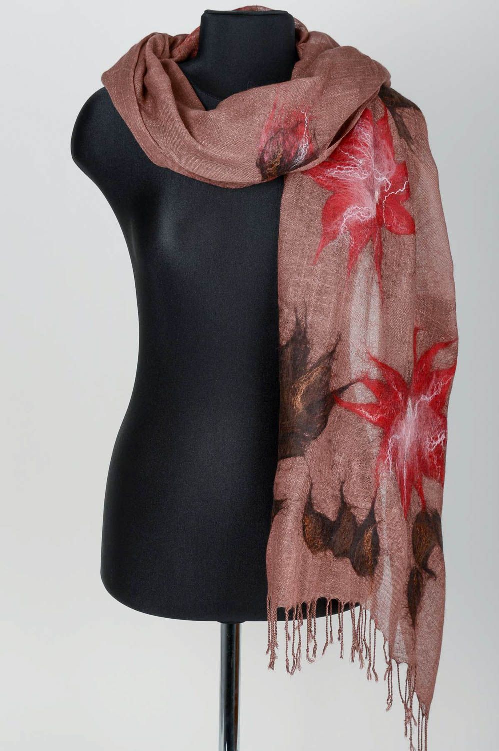 Beautiful handmade felted wool scarf silk scarf fashion shawl gifts for her photo 1