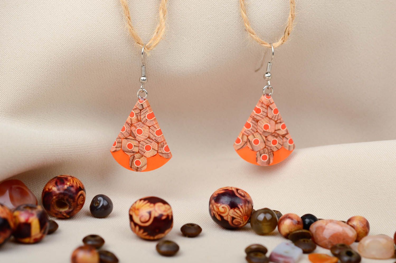 Handmade earrings wood jewelry earrings for girls designer accessories photo 1