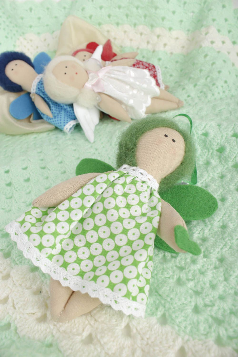 Handmade Deko zum Aufhängen Designer Puppe Dekoration Wohnzimmer Fee grün foto 1
