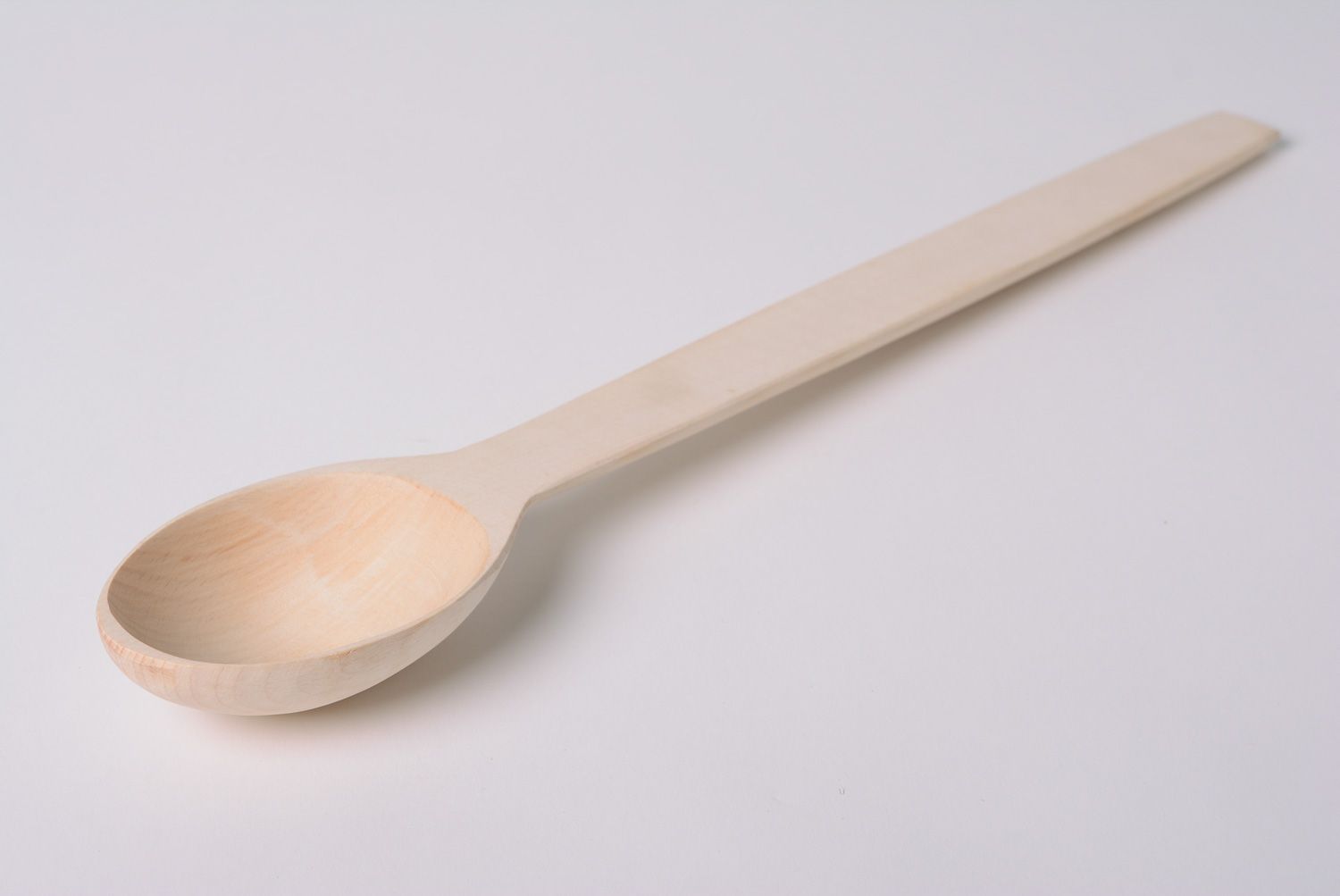 Handmade light wooden cooking spoon with long handle present for housewife photo 1