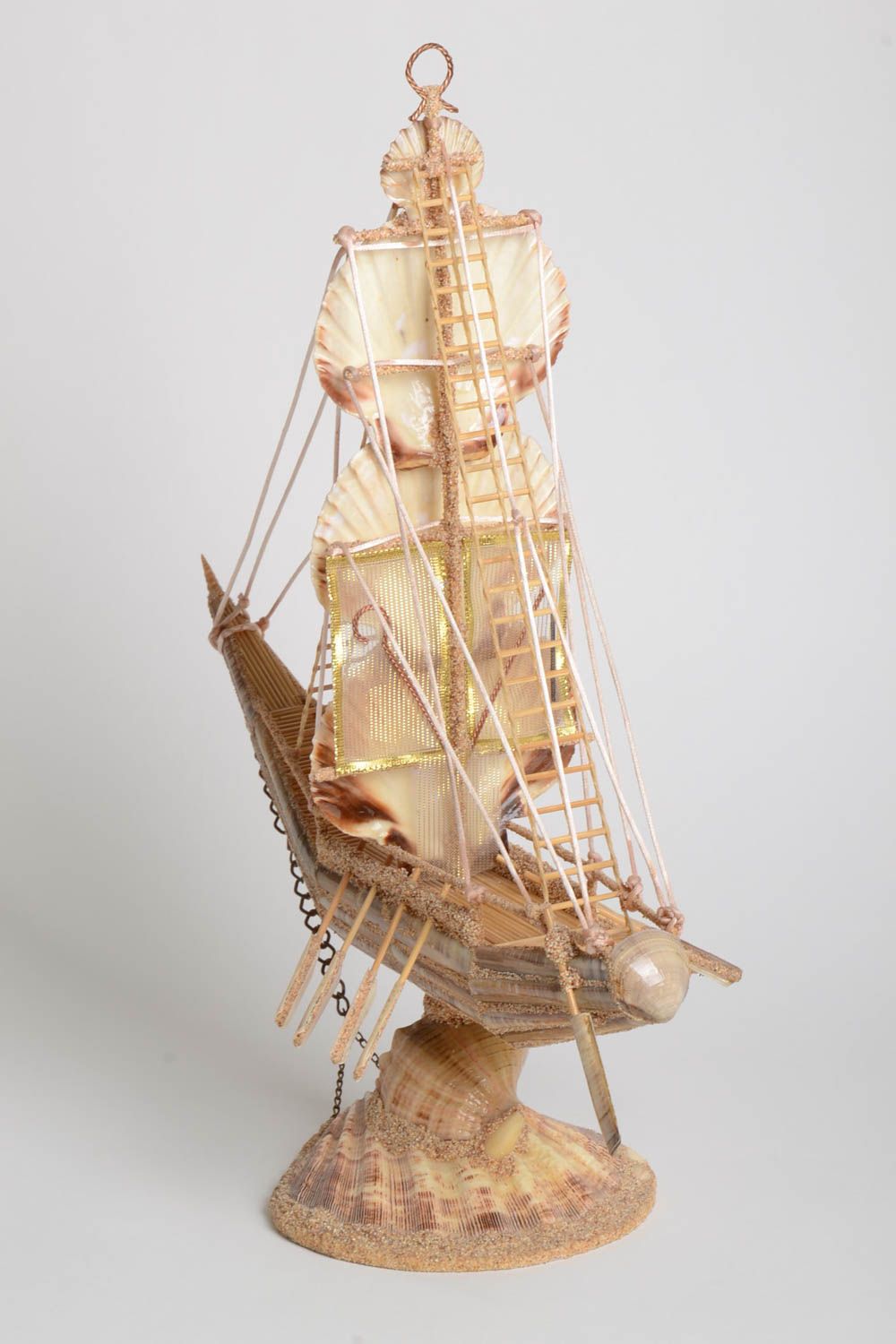 Statuette design fait main Objet de décoration navire en coquillages Déco maison photo 4