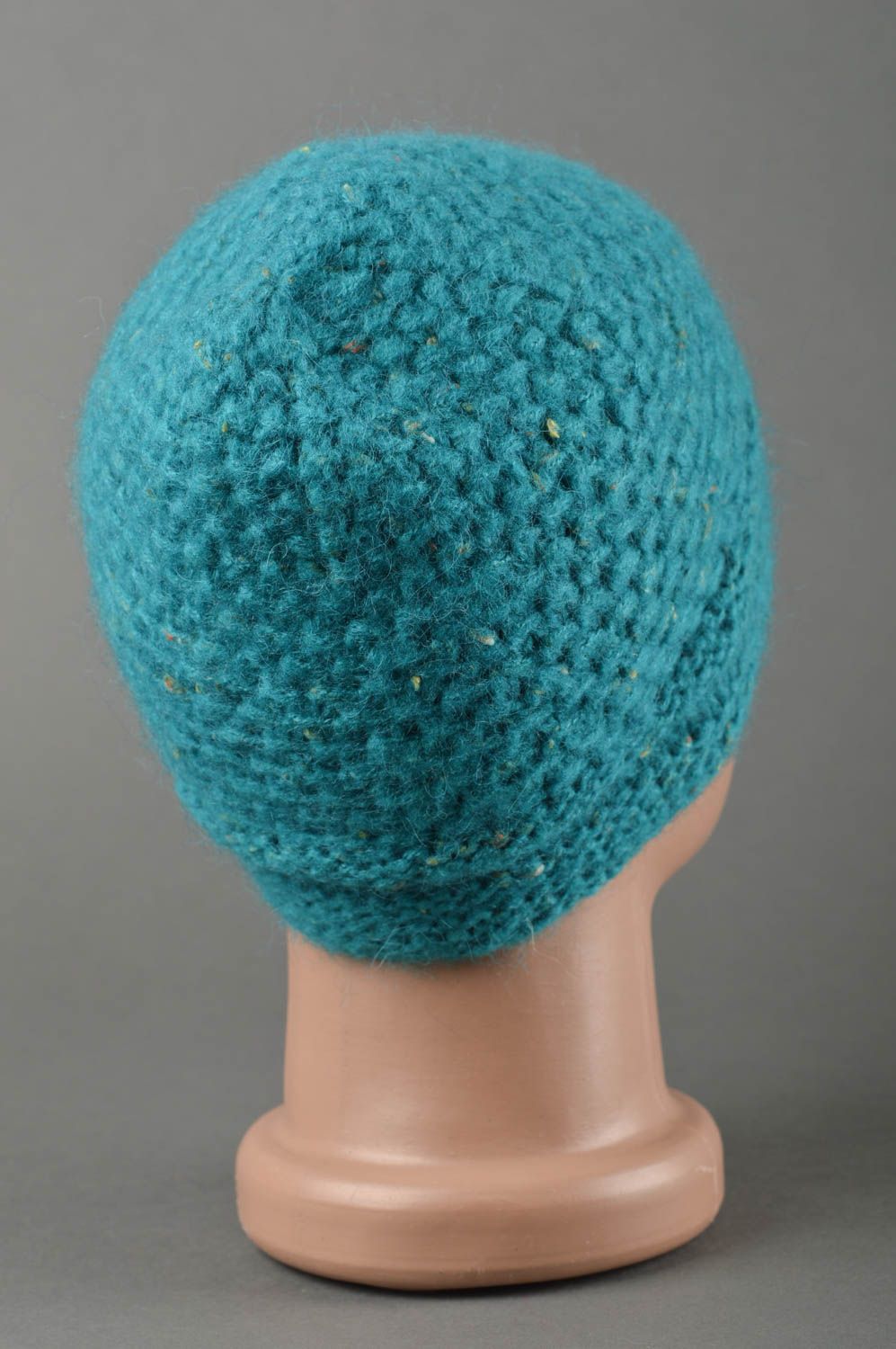 Bonnet chaud fait main Chapeau tricot au crochet chaud turquoise Vêtement enfant photo 2