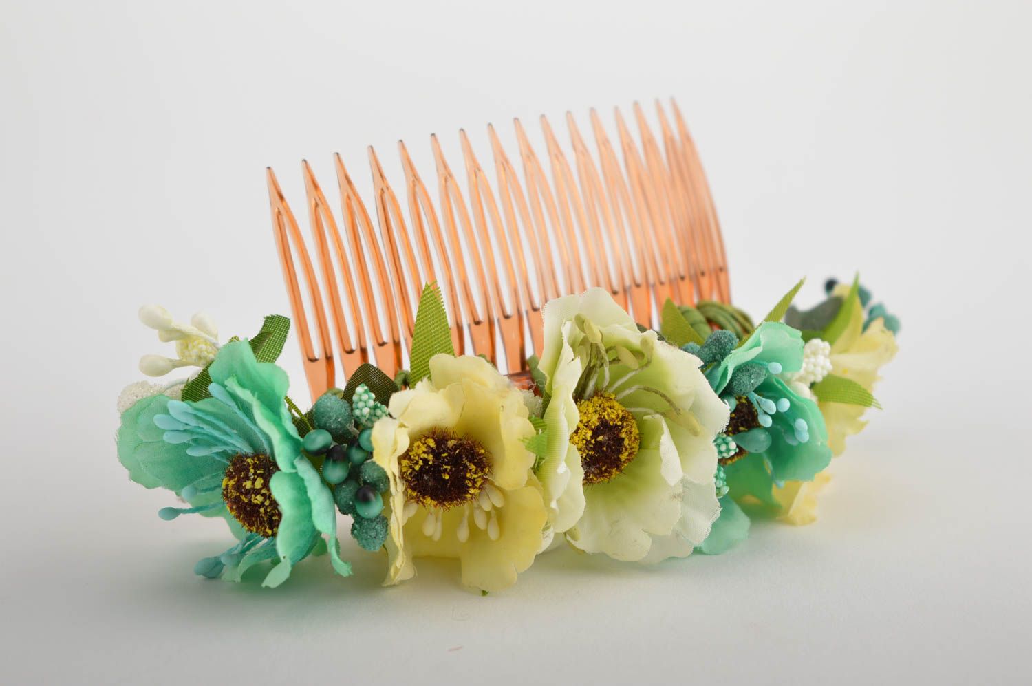 Peigne cheveux fait main Accessoire cheveux en plastique fleurs Cadeau femme photo 3