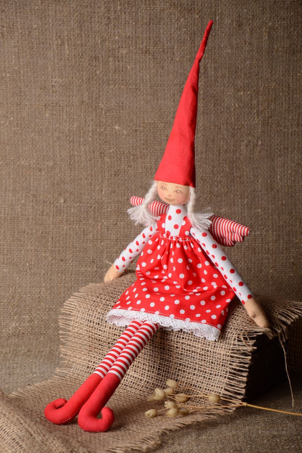 Handmade soft toy soft doll with dress nursery decor bunny toy for kids photo 1