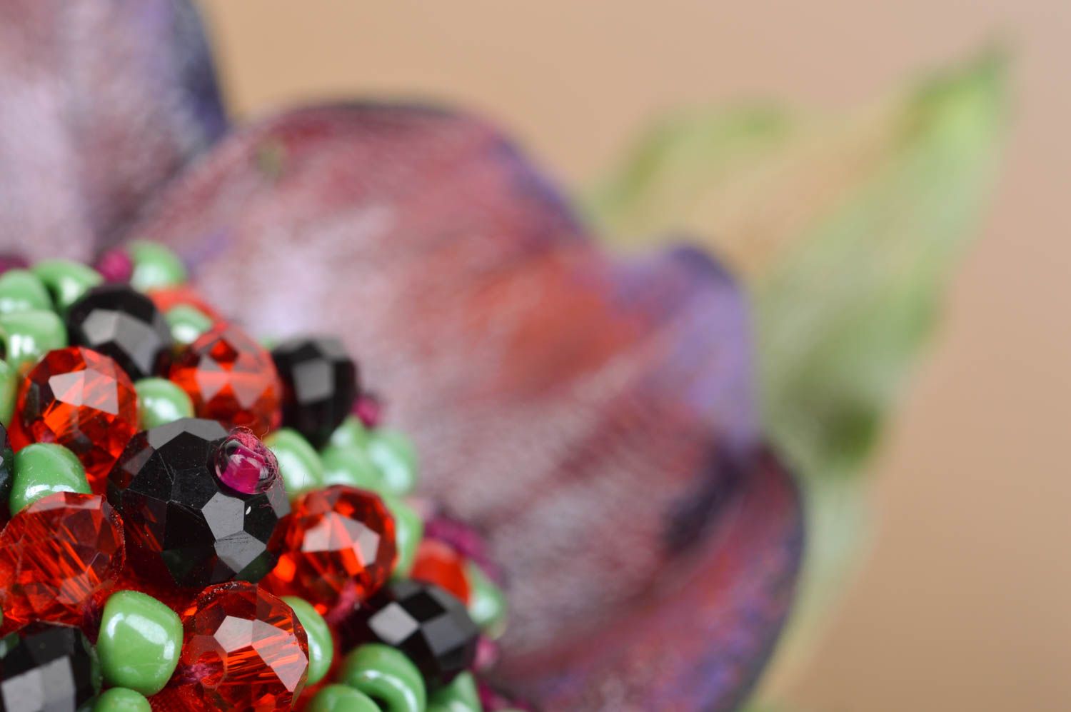 Lila handgemachte schöne elegante Leder Brosche Blume Designer Schmuck für Frau foto 4
