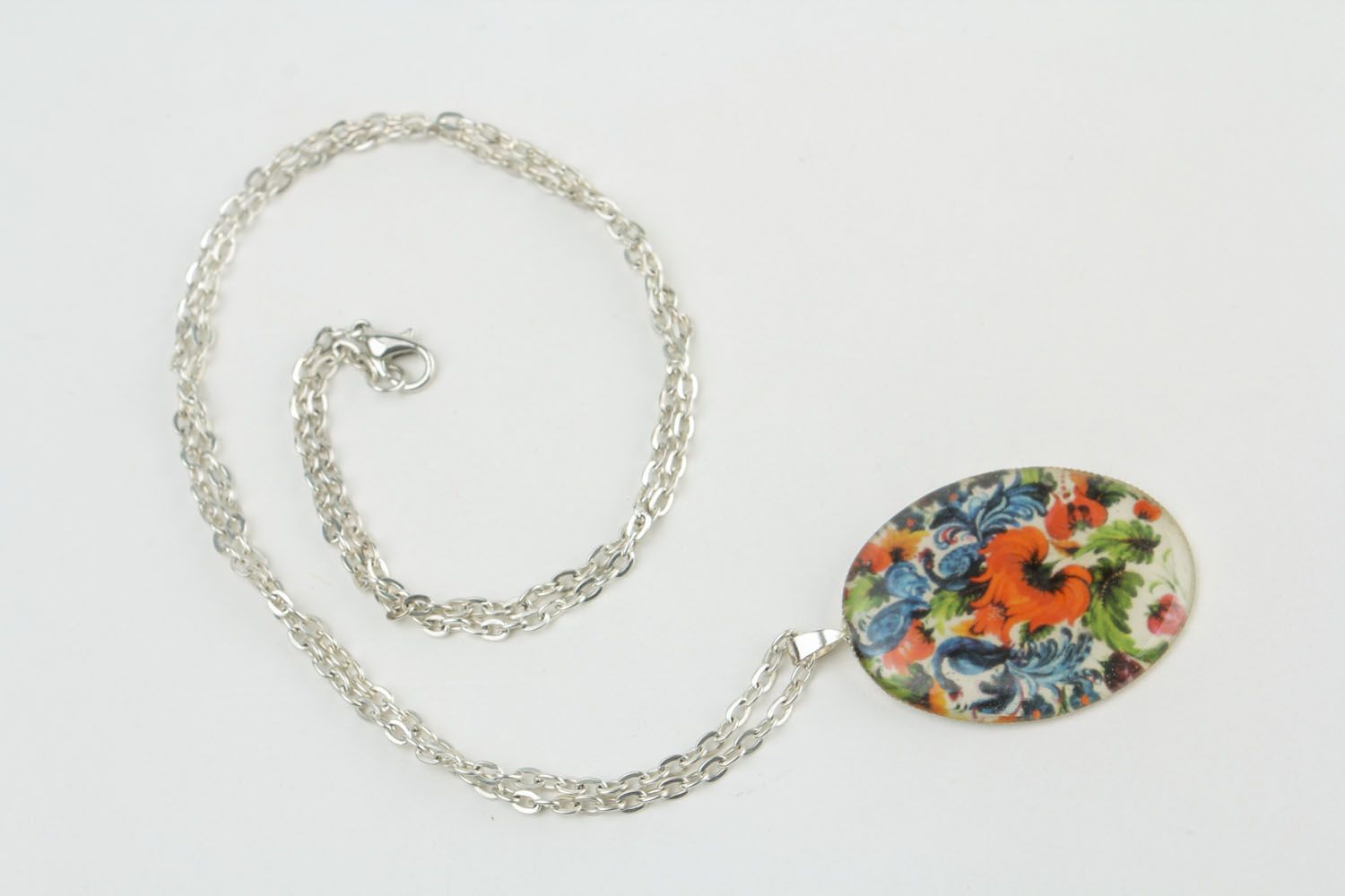 Homemade pendant with Petrikov painting photo 5