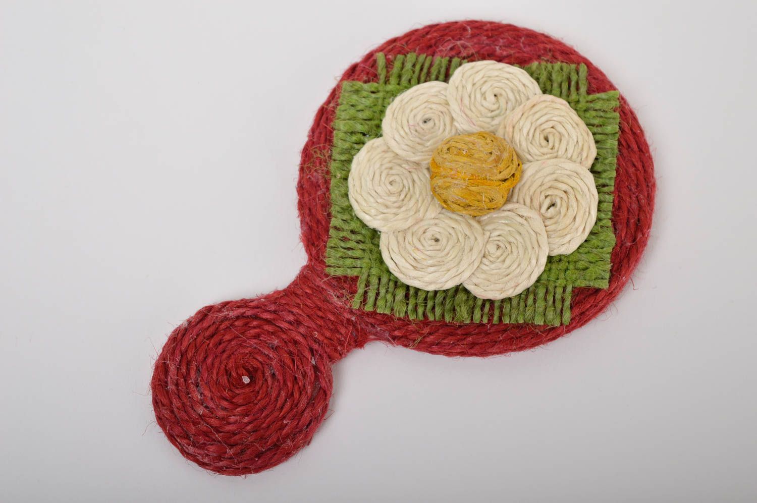 Handmade kleiner Schminkspiegel Kleinigkeiten für Frauen aus Bindfaden Kamille foto 2