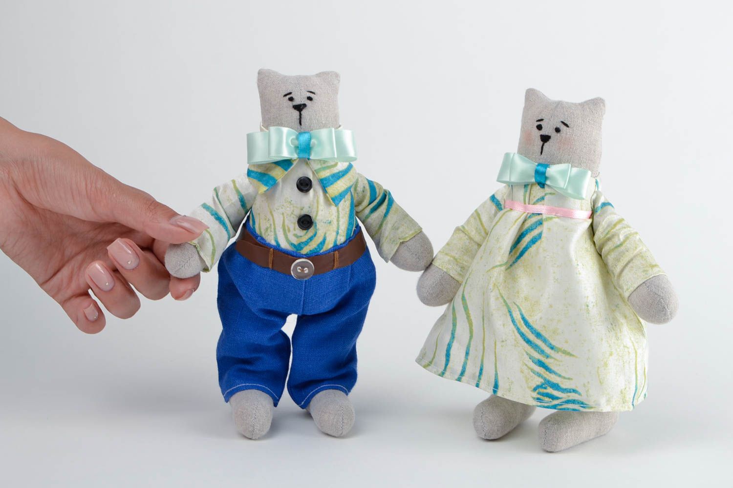 Игрушки котики пара тканевые игрушки ручной работы интересные подарки для дома фото 2