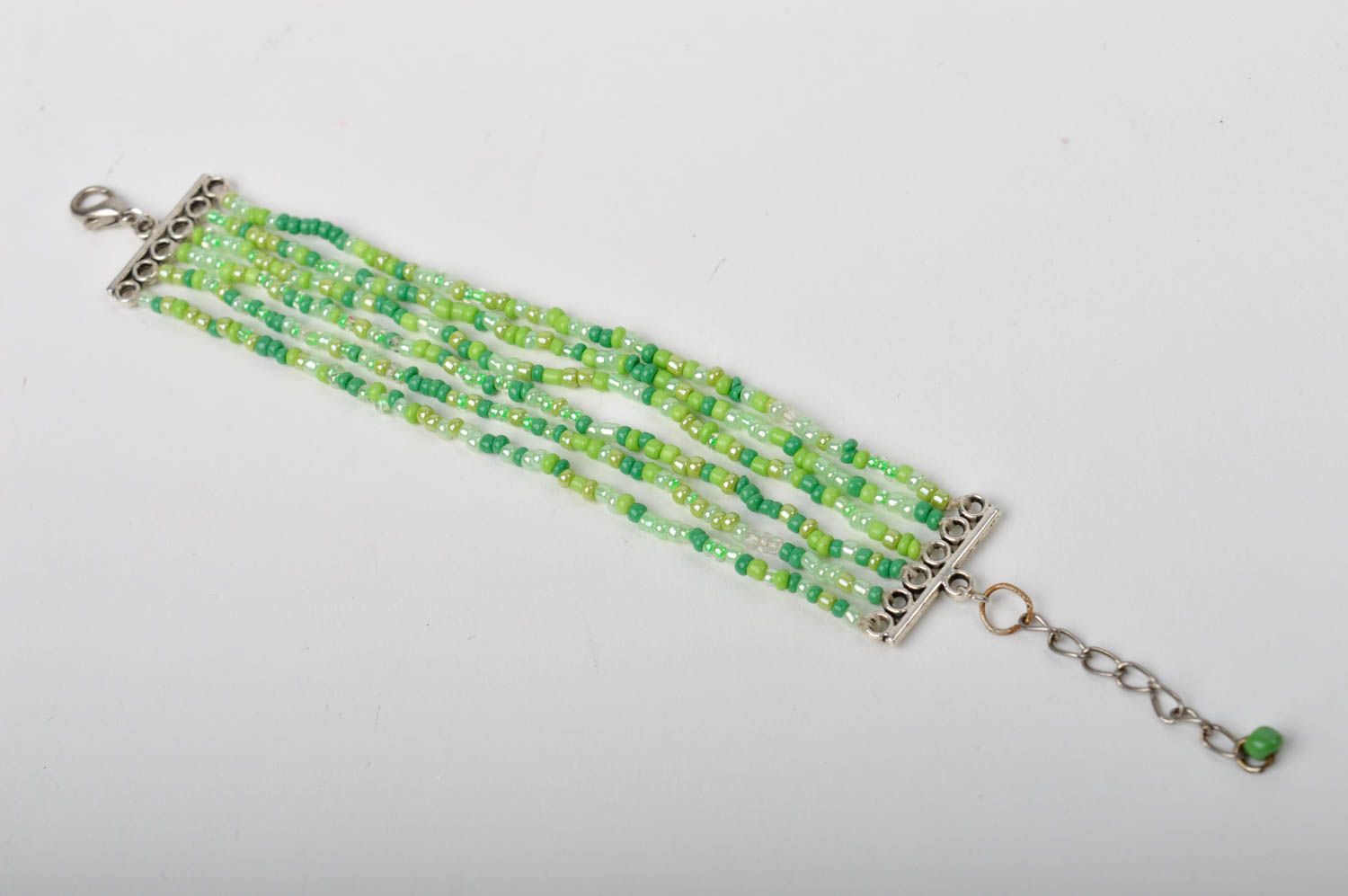Bracelet multirang vert large Bijou fait main perles rocaille Cadeau pour femme photo 3