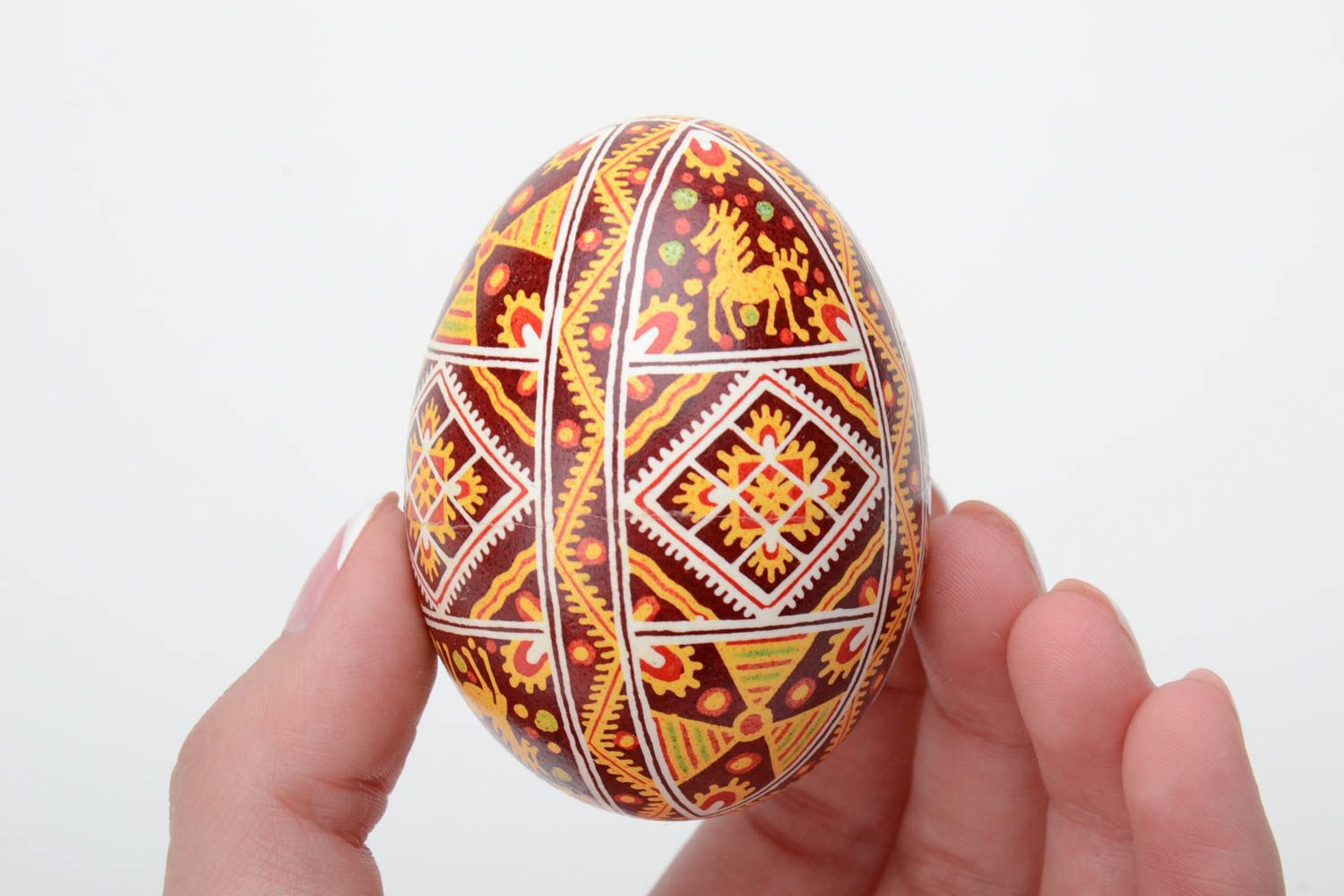 Handmade decorative painted egg pysanka with ornaments ethnic souvenir for Easter photo 5