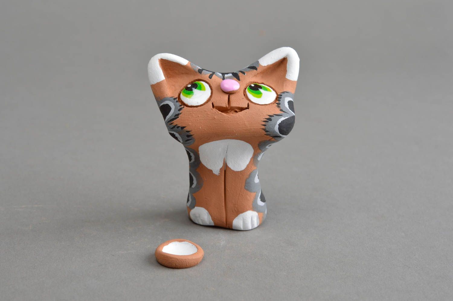 Handmade Deko Figur Keramik Katze mit Schüssel Wohnzimmer Deko Haus Deko foto 2