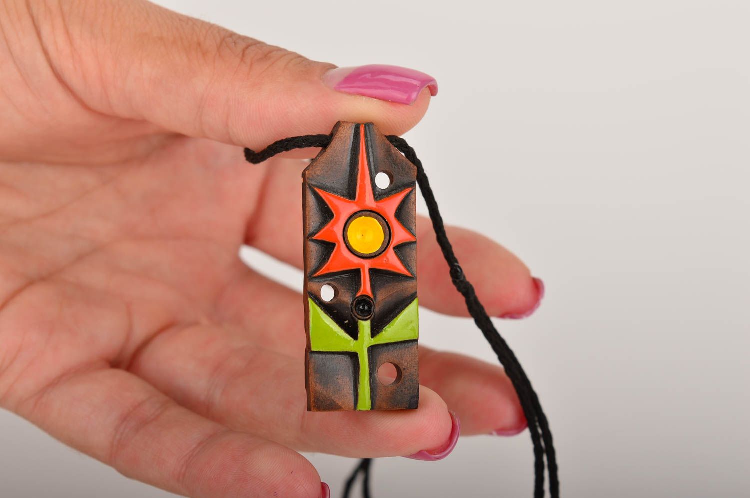 Handmade pendant unusual pendant clay jewelry ceramic accessory gift ideas photo 3