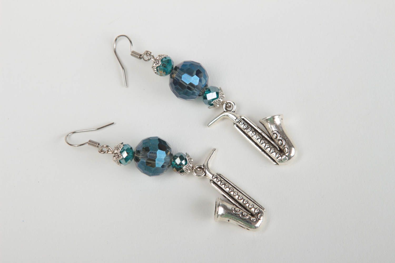 Unusual handmade long metal earrings designer crystal earrings gifts for her photo 2