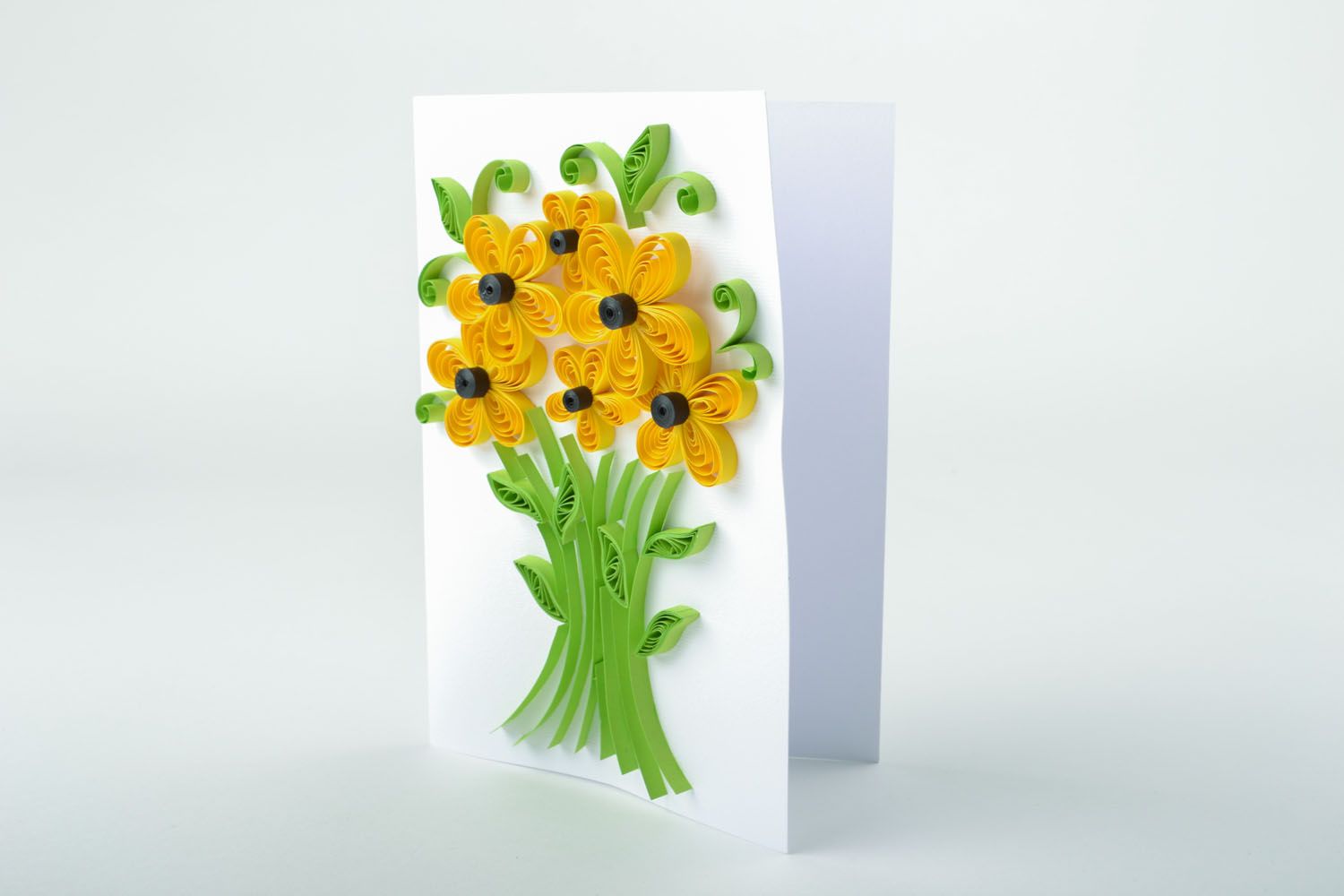 Carte de voeux paperolles avec fleurs jaunes  photo 1