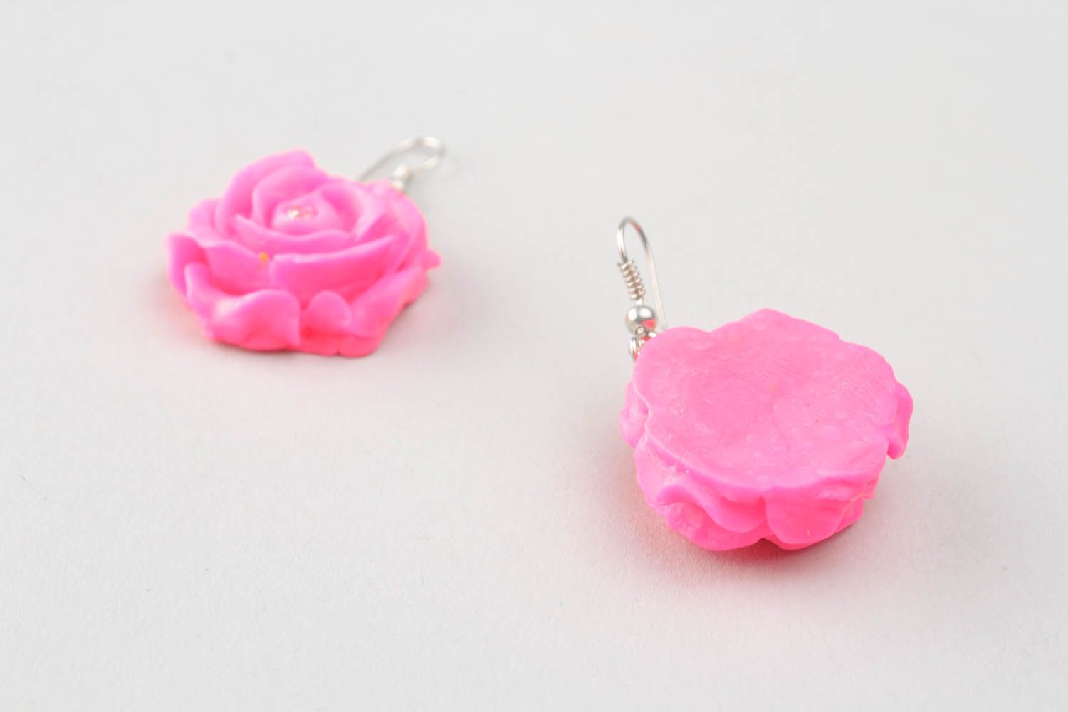 Earrings made ​​of polymer clay Classic Rose photo 5