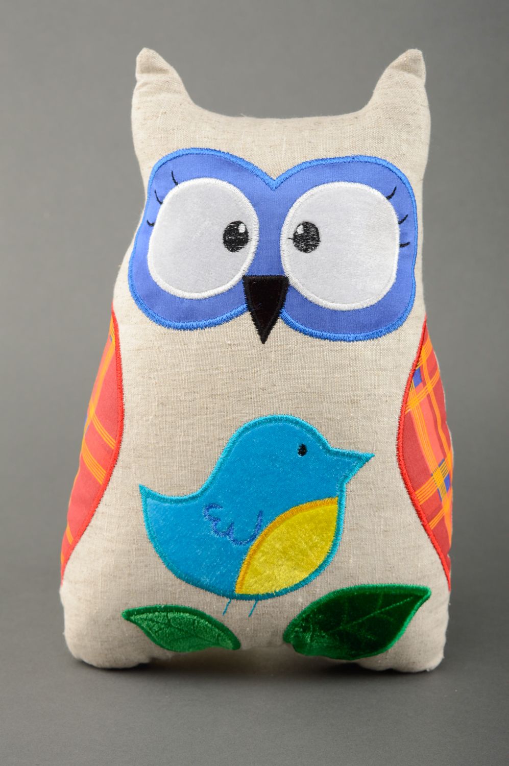 Handmade fabric pillow pet Owl photo 1