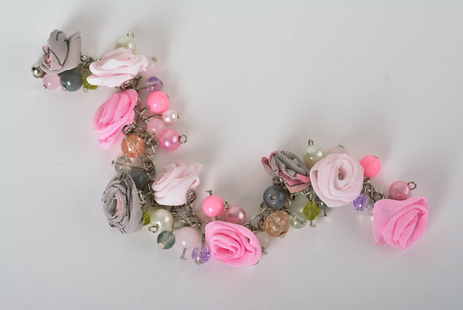 Unusual handmade fabric flower earrings bracelet designs beautiful jewellery photo 5
