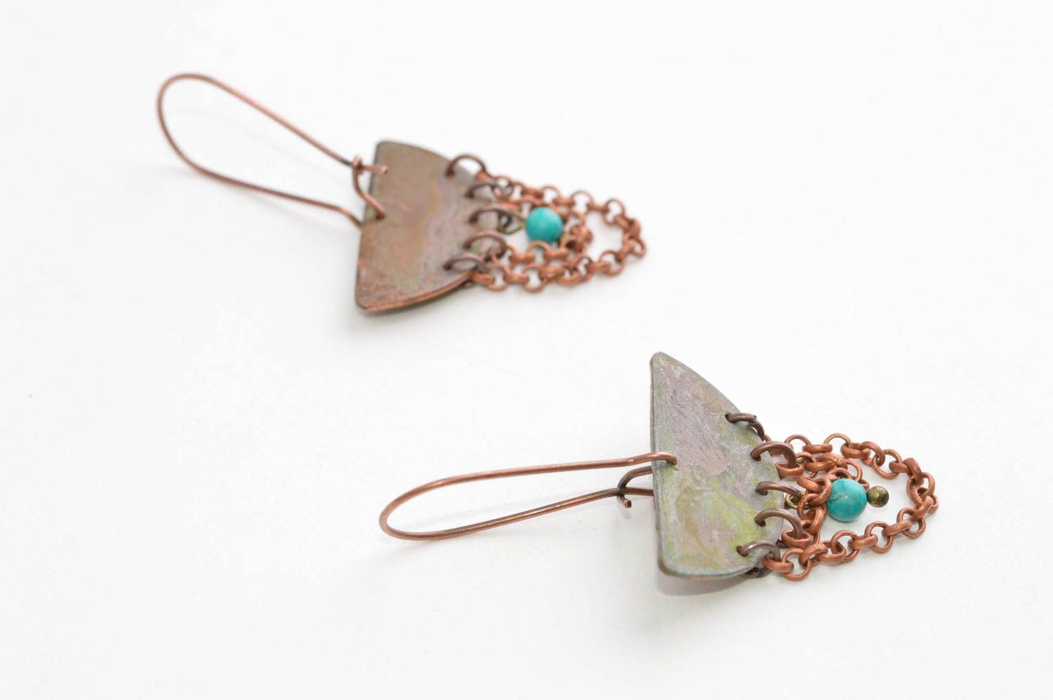 Handmade jewelry unusual gift designer accessories copper earrings gift ideas photo 4