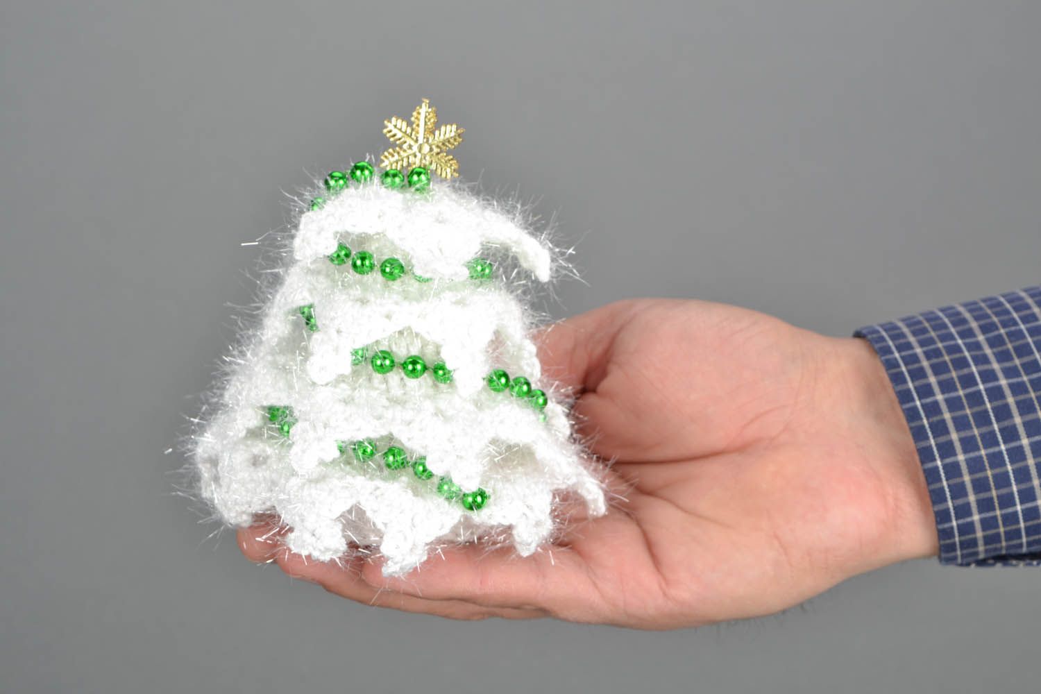 Decoración navideña Árbol de Navidad tejido al crochet foto 1