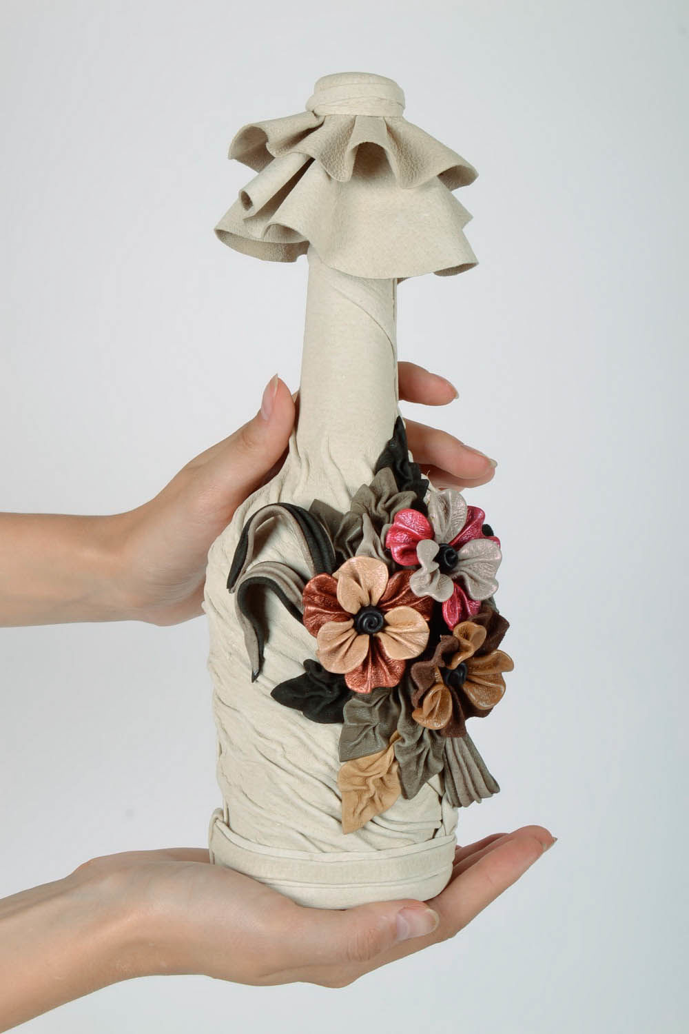 Decorative bottle covered with leather photo 5
