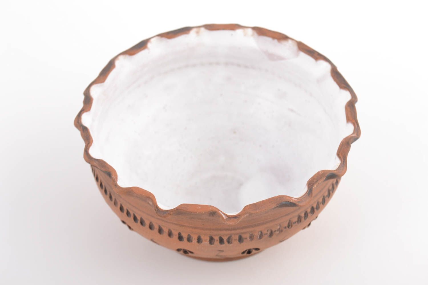 Beautiful homemade clay bowl kilned with milk 500 ml designer kitchenware photo 3