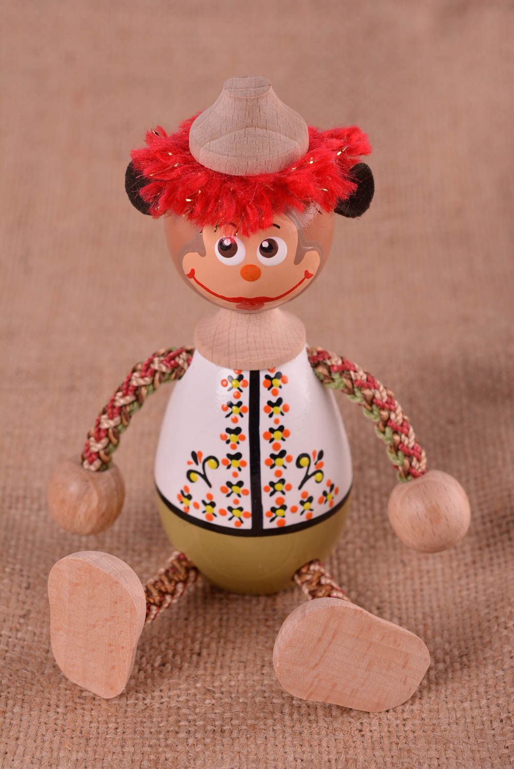 Игрушка ручной работы красочная игрушка из дерева необычный подарок Обезьянка фото 1
