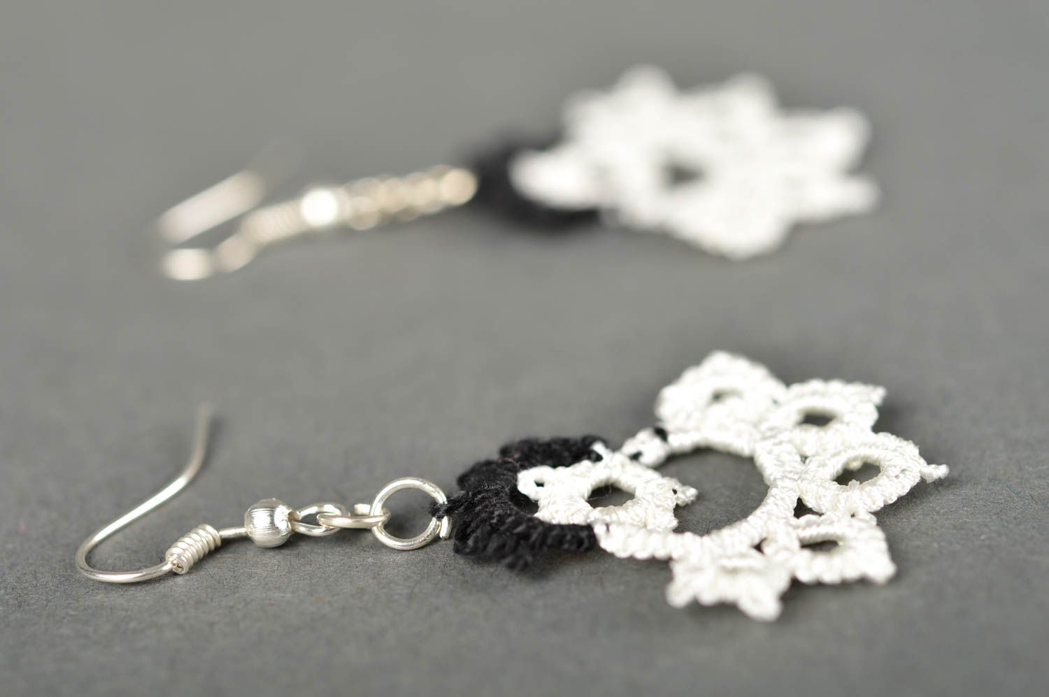Handmade weiß schwarze Damen Ohrringe Occhi Schmuck Accessoire für Frauen  foto 3