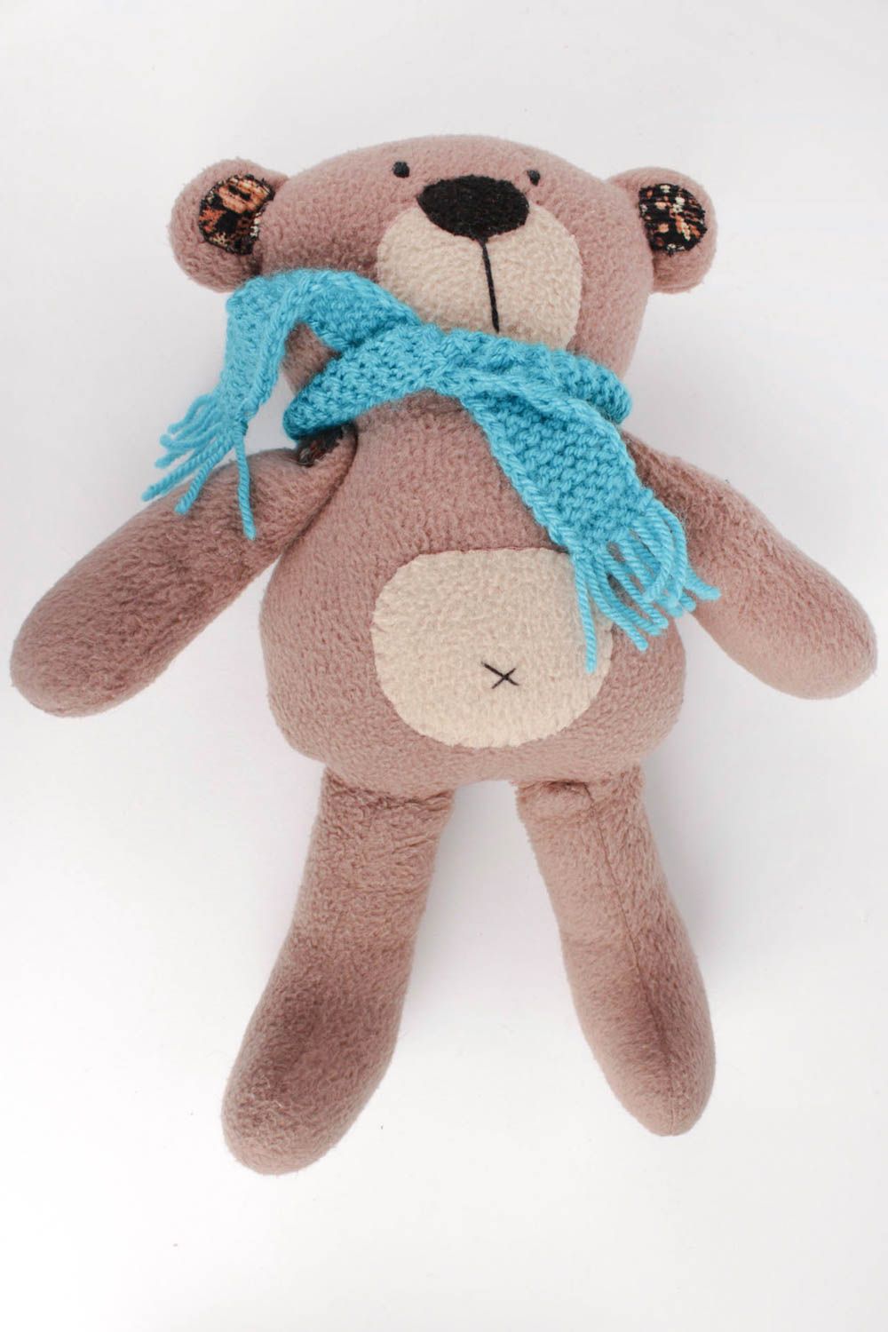 Игрушка медведь с шарфиком игрушка ручной работы оригинальная игрушка из флиса фото 3
