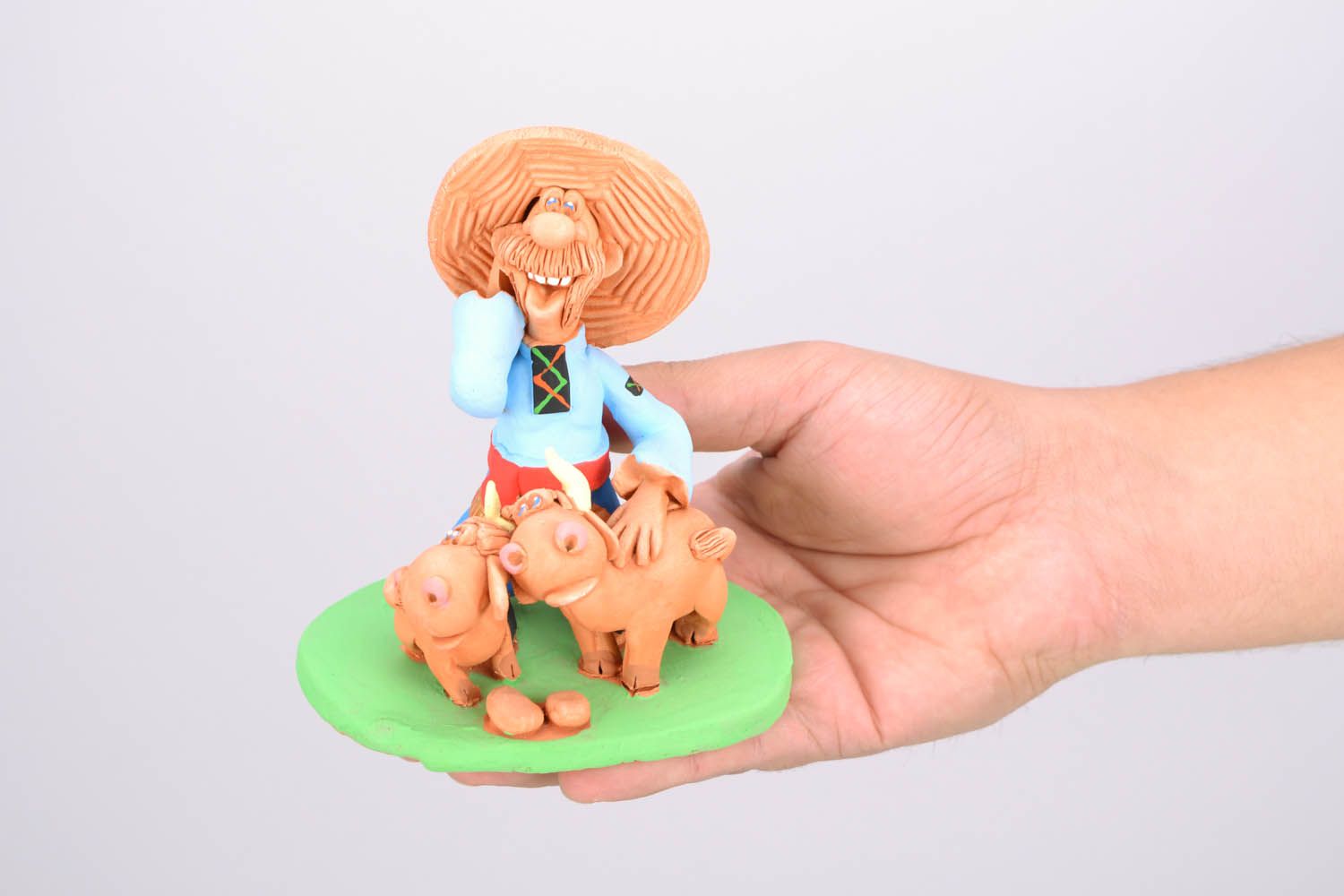 Homemade clay figurine Cossack with Animals photo 2