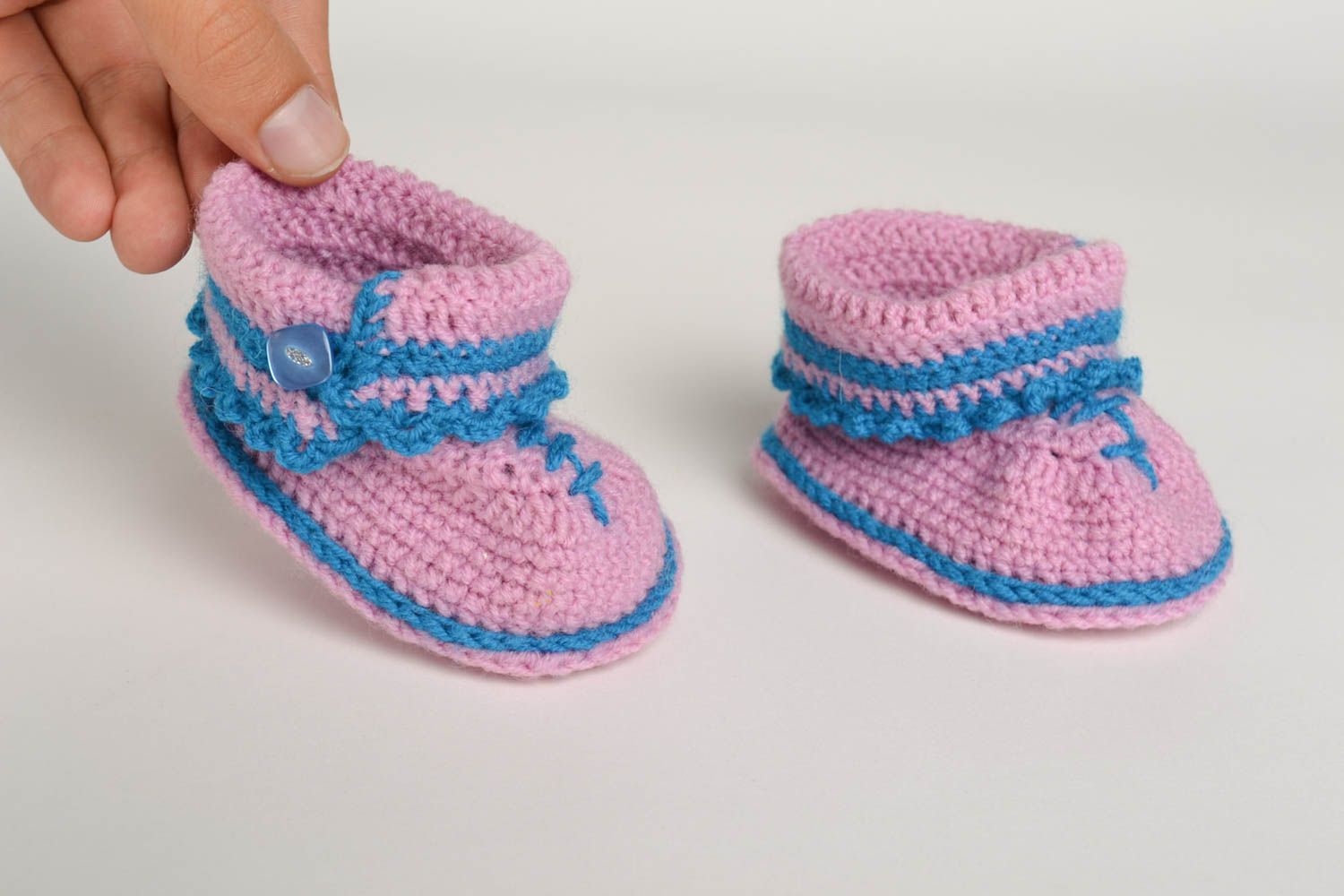 Пинетки крючком хэнд мэйд пинетки для новорожденных вязаные пинетки розовые фото 5