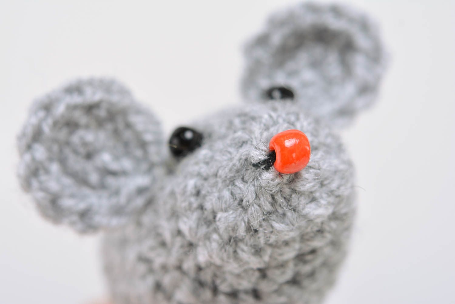 Children's handmade soft toy crocheted of acrylic yarn Small Gray Mouse photo 3