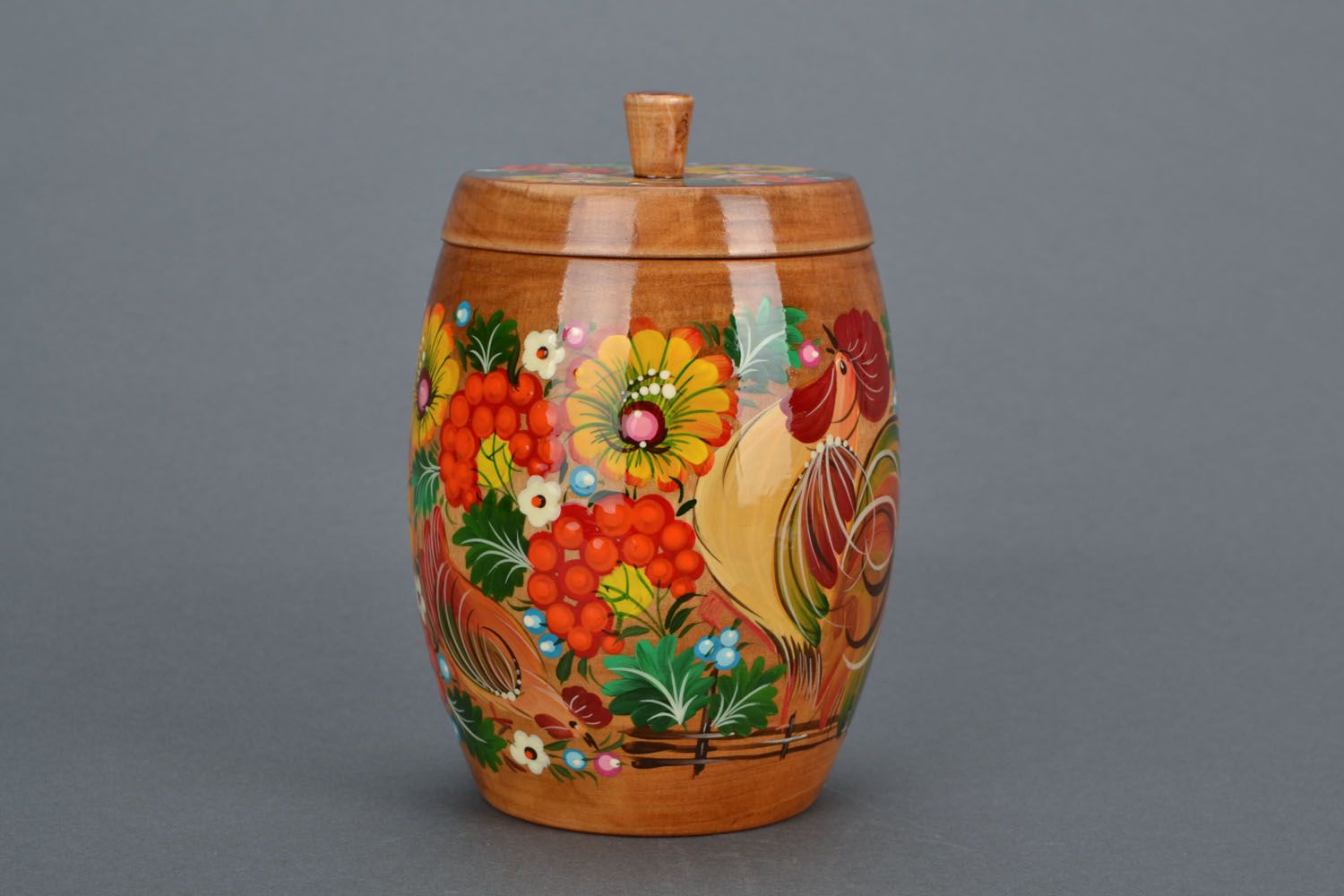 Wooden pot with oil painting photo 4