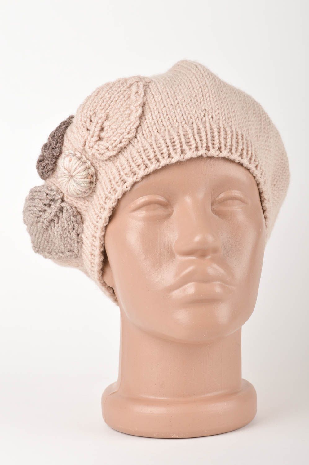 Handmade designer winter cap warm beret for women beautiful crocheted cap photo 1