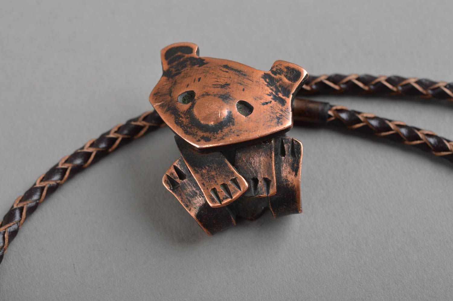 Metal pendant handmade beautiful copper Bear copper accessories metal jewelry photo 3