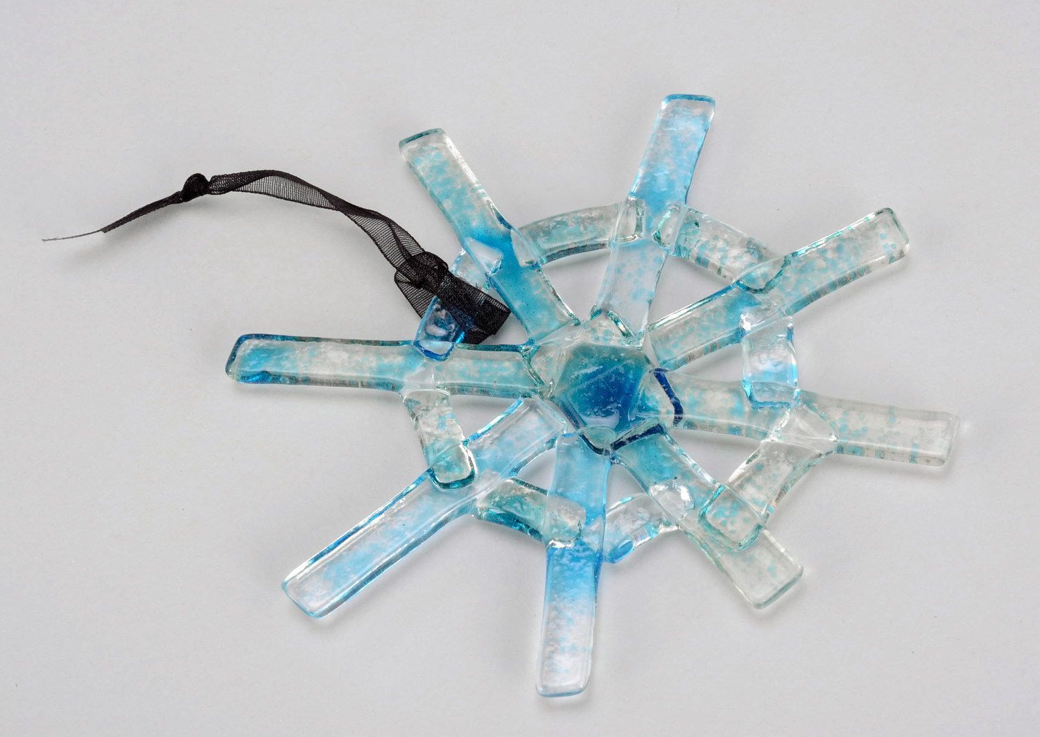 Weihnachtsspielzeug aus Glas Lasurblaue Schneeflocke  foto 4