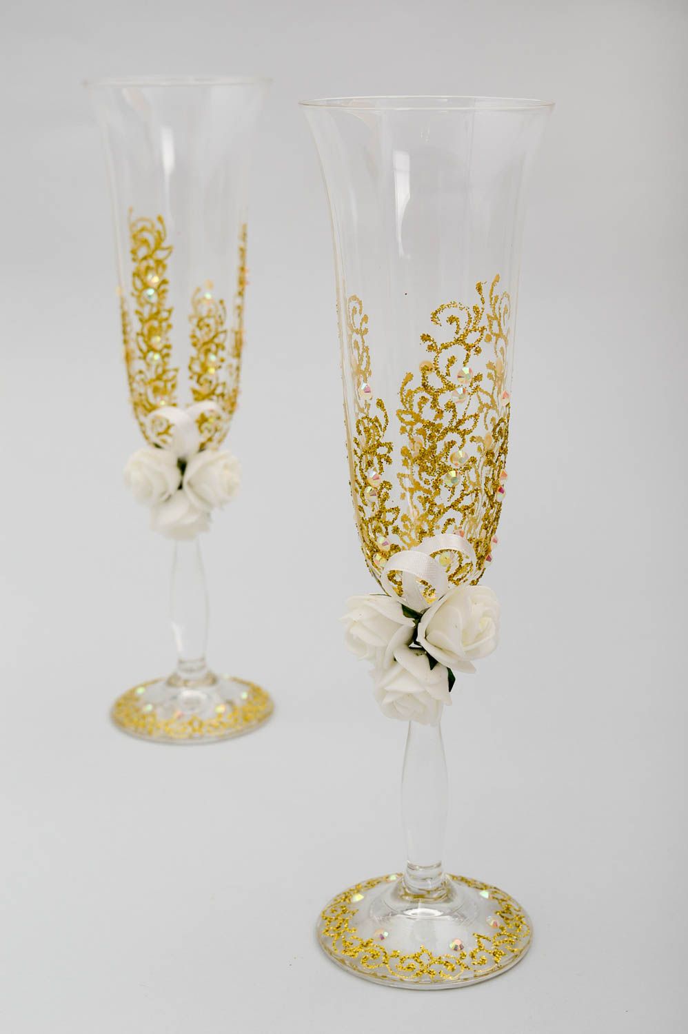 Copas para brindis artesanales accesorio para boda copas de novios dorados foto 2