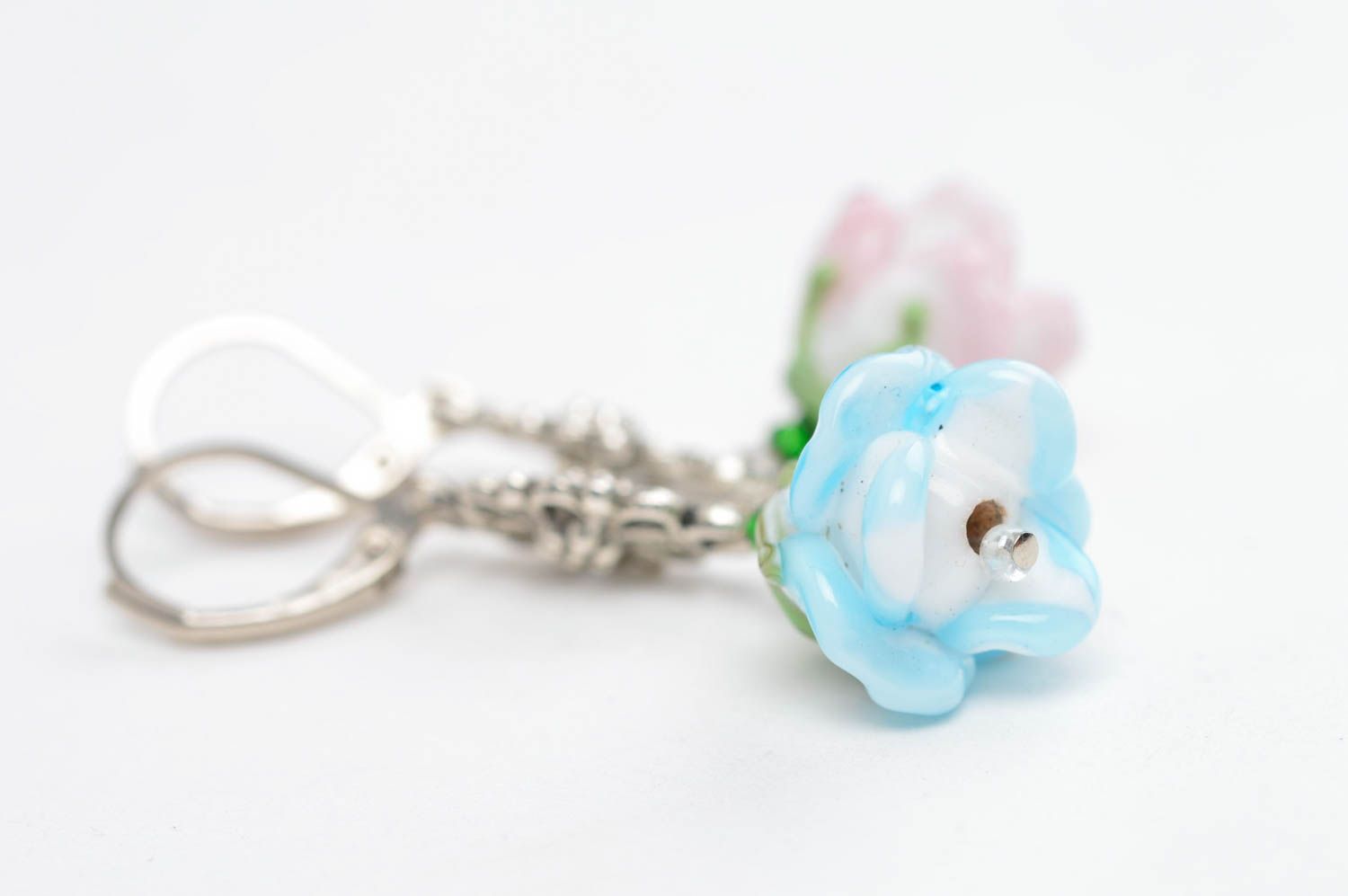 Handmade Glas Ohrringe Accessoire für Frauen Damen Schmuck modisch bunte Blumen foto 3