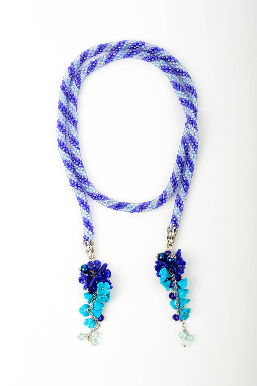Collier lariat bleu Bijou fait main en perles de rocaille Cadeau pour femme photo 1