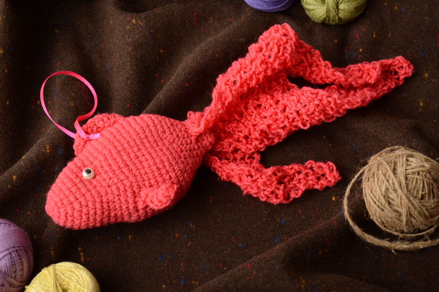 Interior pendant in the shape of knitted fish photo 1