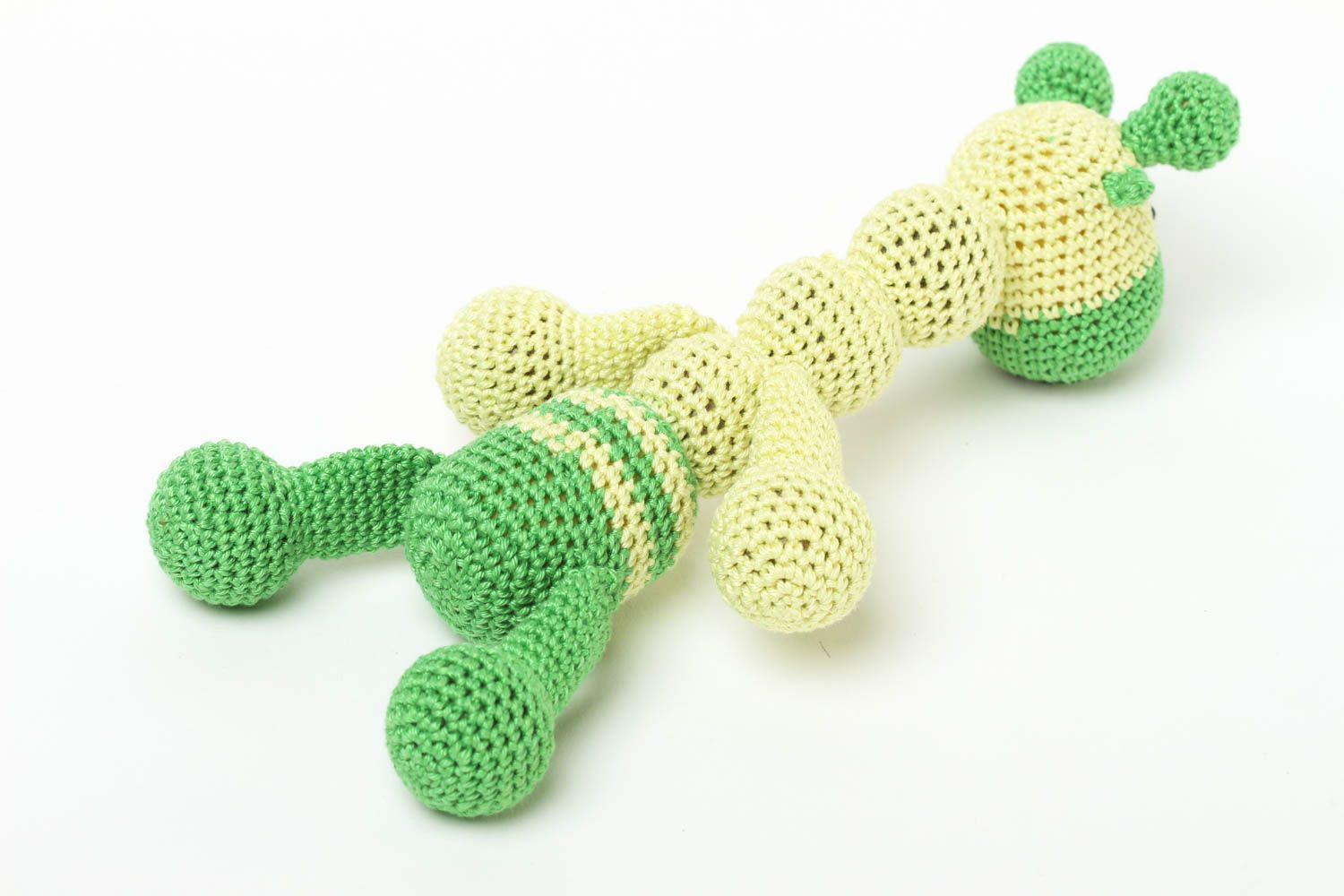 Spielzeug gehäkelt handmade Rassel Baby Giraffe Rassel Klapper in Grün Gelb foto 3