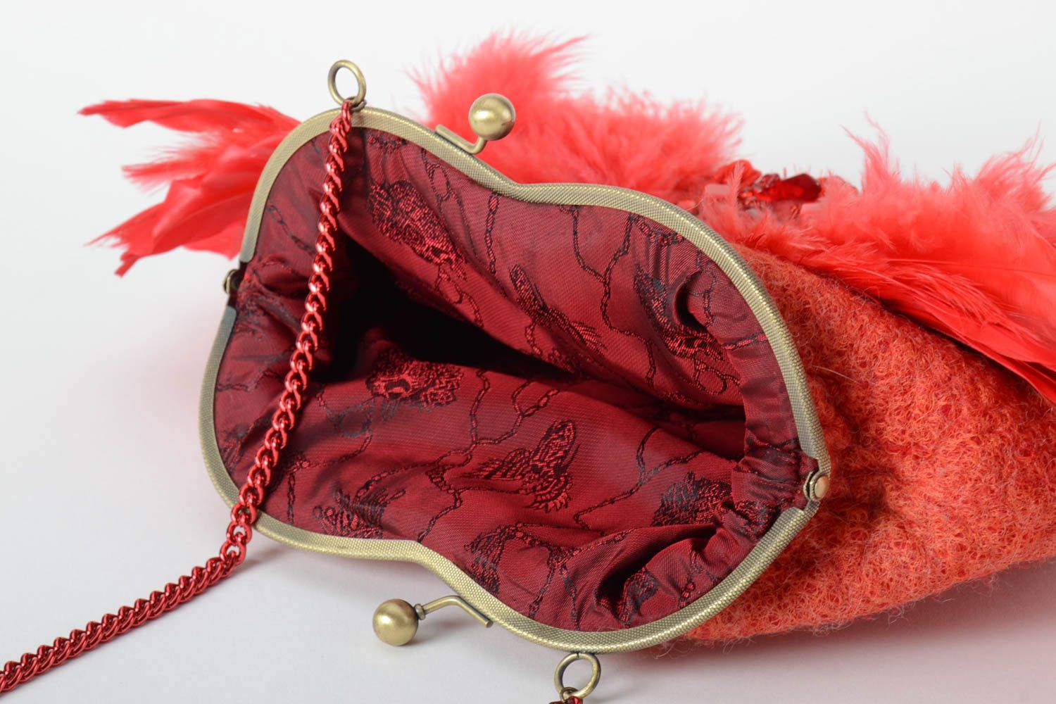 Handmade Umhängetasche Damen Designer Tasche Damen Handtasche in Rot einzigartig foto 3