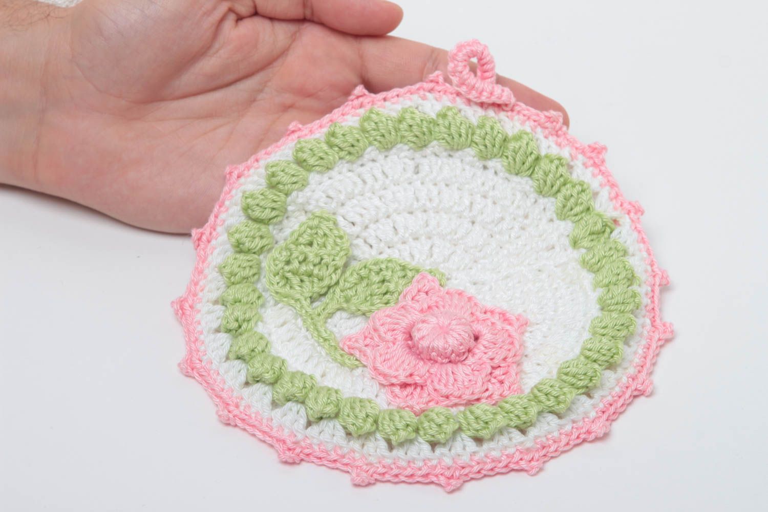 Agarradera al crochet hecha a mano elemento decorativo textiles para cocina foto 5