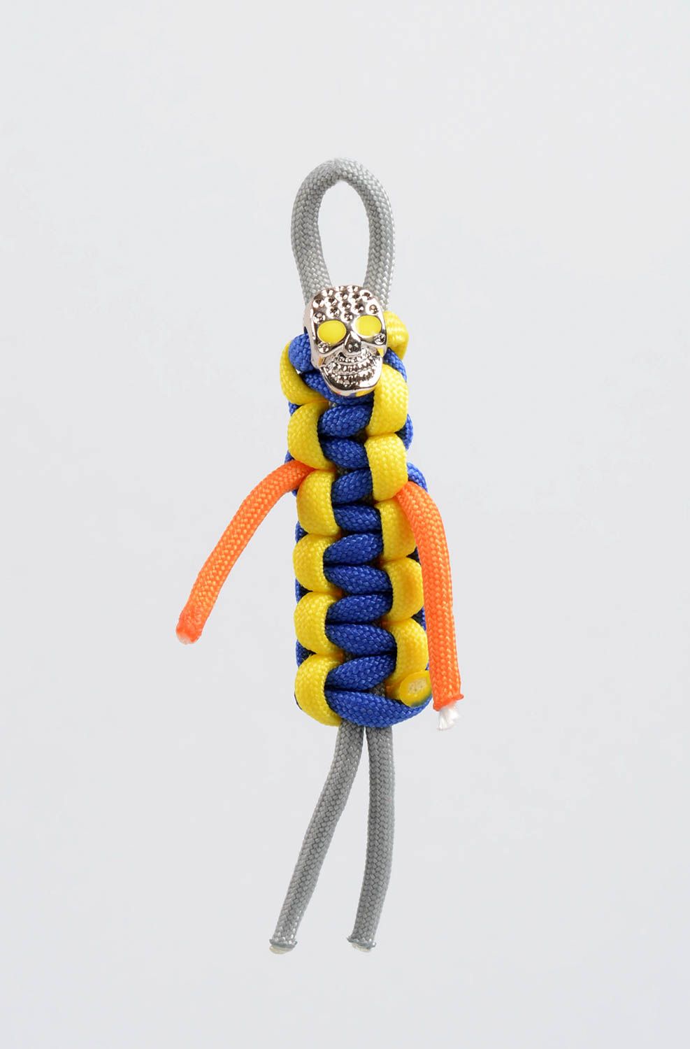 Porte-clés paracorde Accessoire design fait main jaune bleu Cadeau original photo 1
