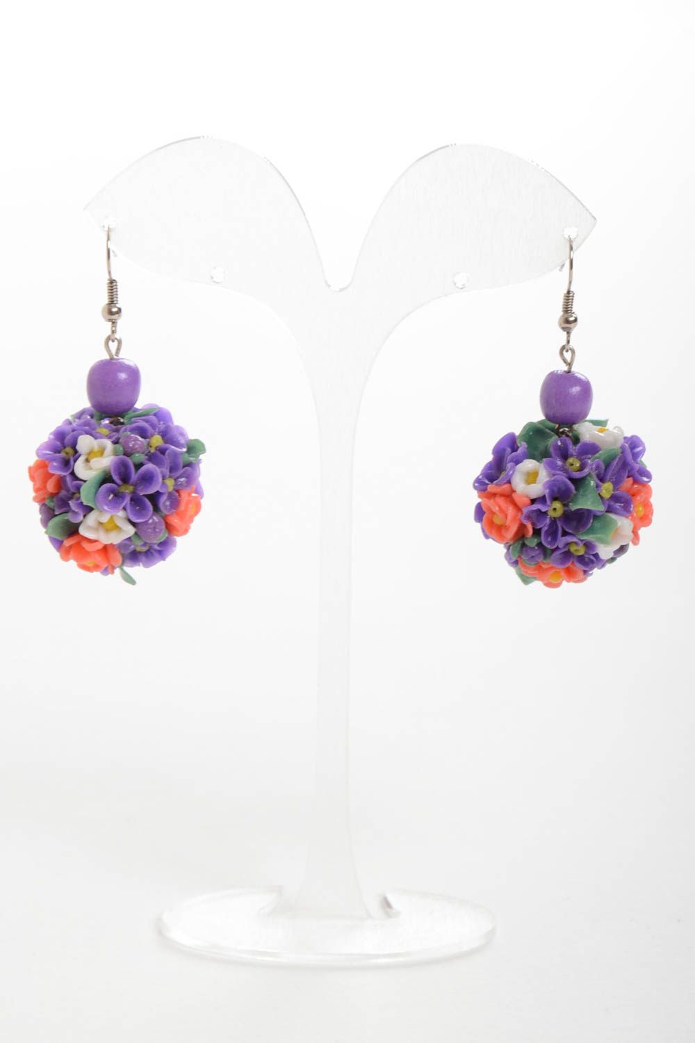 Beautiful flower earrings stylish violet accessories tender romantic earrings  photo 2