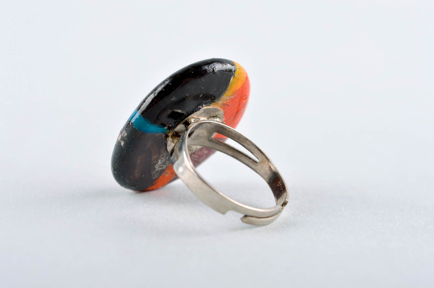 Кольцо ручной работы кольцо с камнем металлическое украшение с камнем расписное фото 4