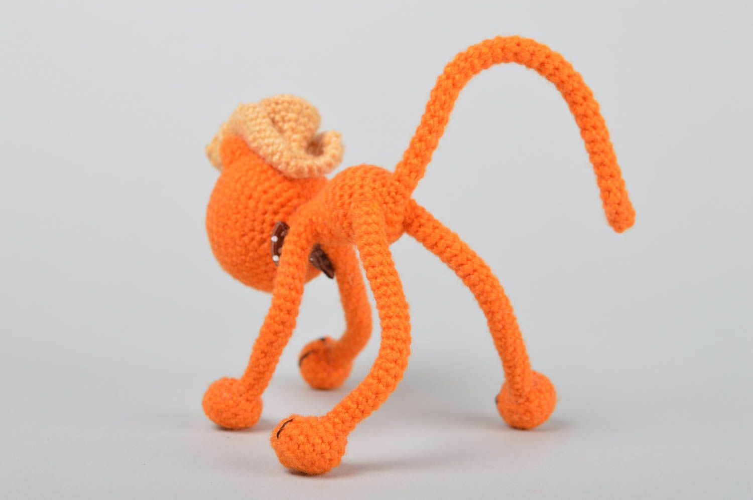 Игрушка ручной работы игрушка кот для интерьера интересный подарок оранжевая фото 2