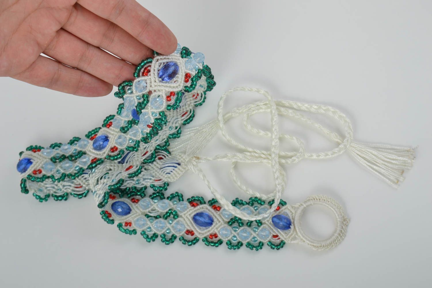 Beautiful handmade woven thread belt textile belt accessories for girls  photo 5