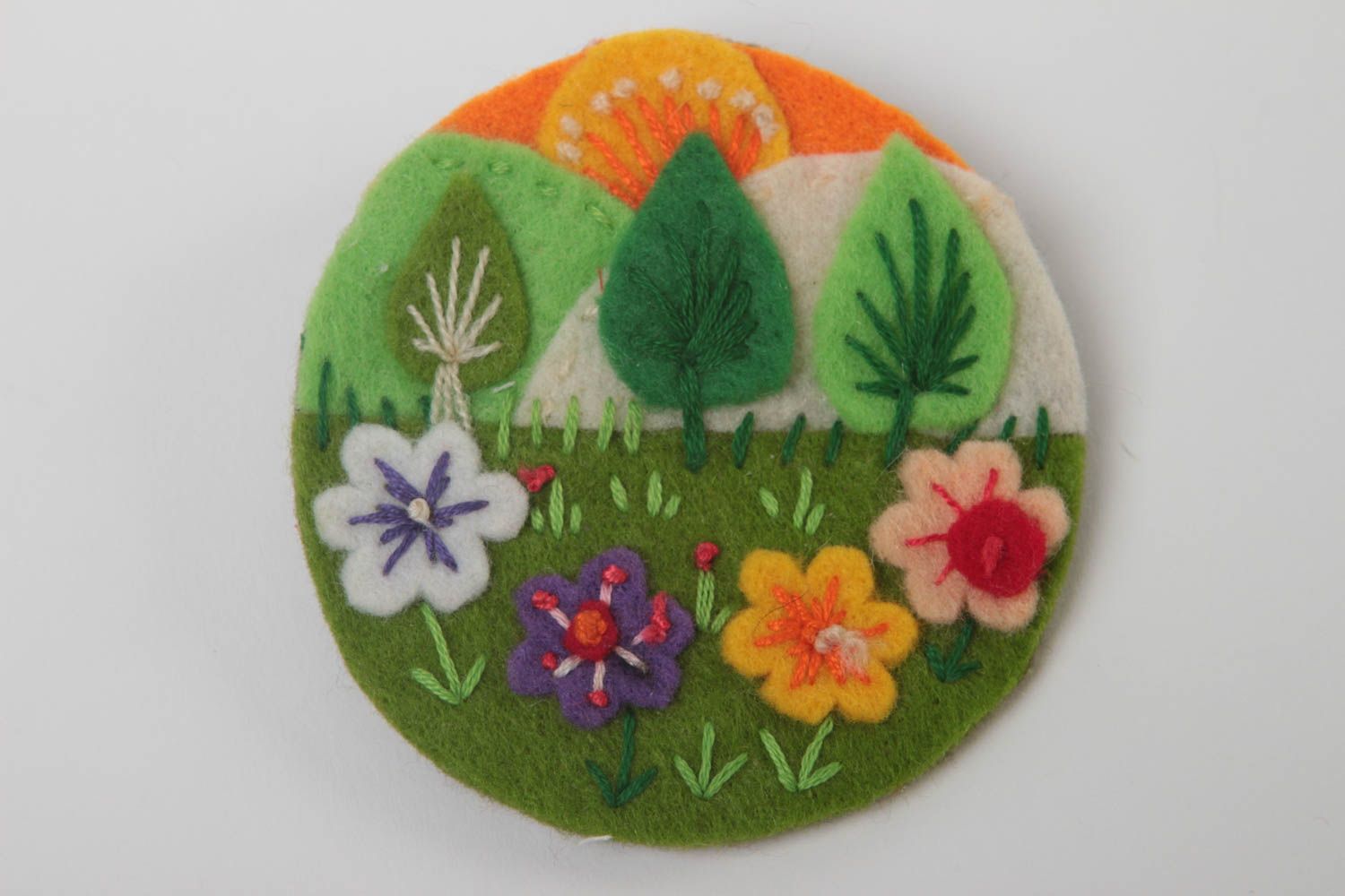 Handmade designer brooch stylish summer accessory embroidered brooch gift photo 2