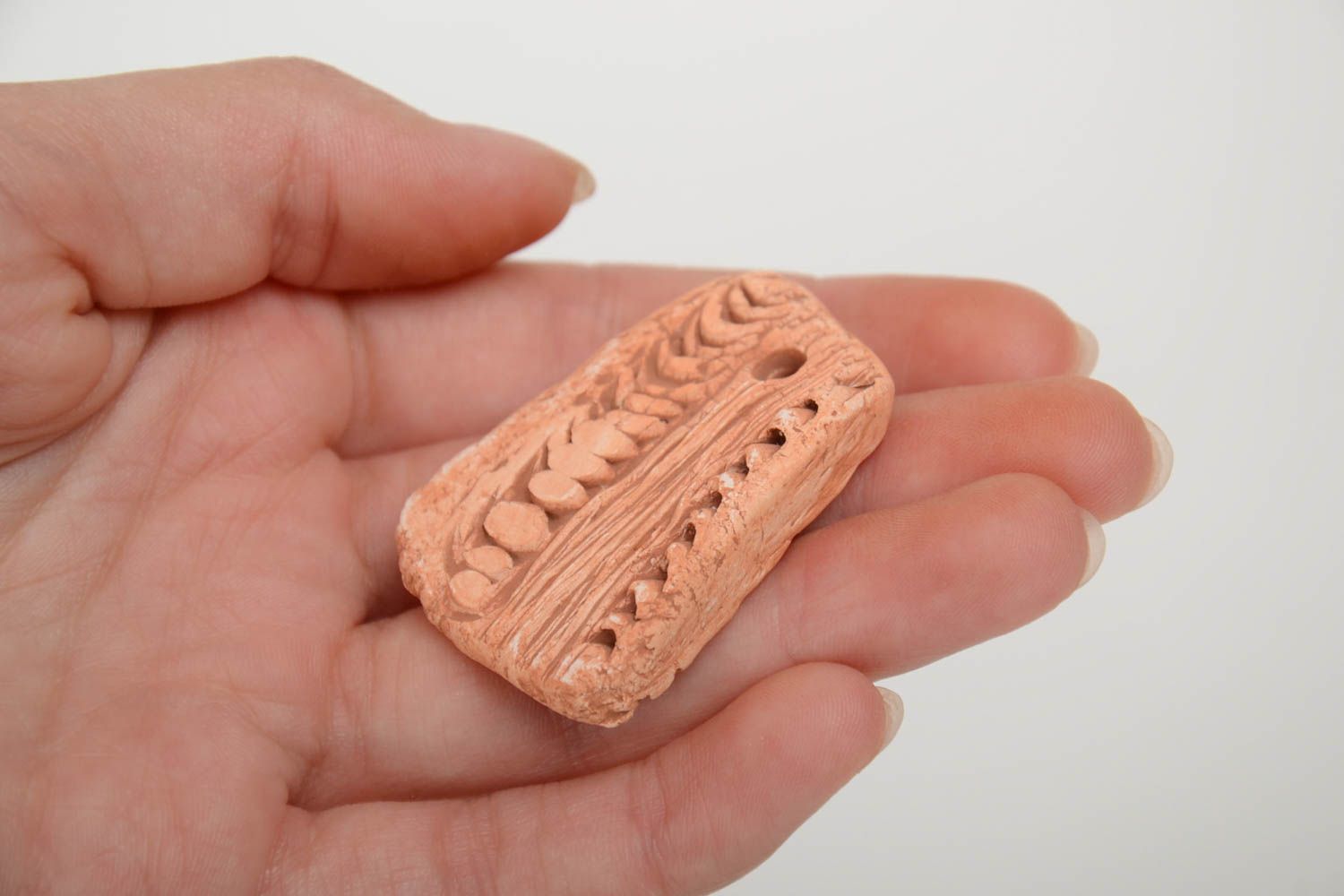 Unusual small handmade DIY clay blank pendant for jewelry making photo 5