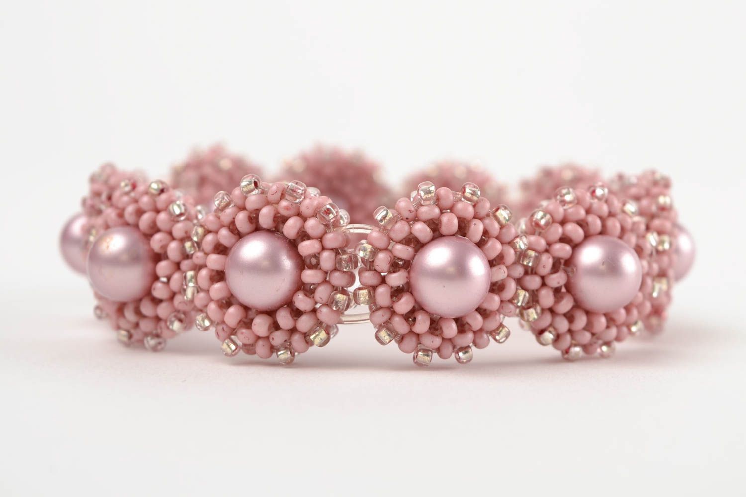 Bracelet en perles de rocaille Bijou fait main rose Accessoire femme original photo 3